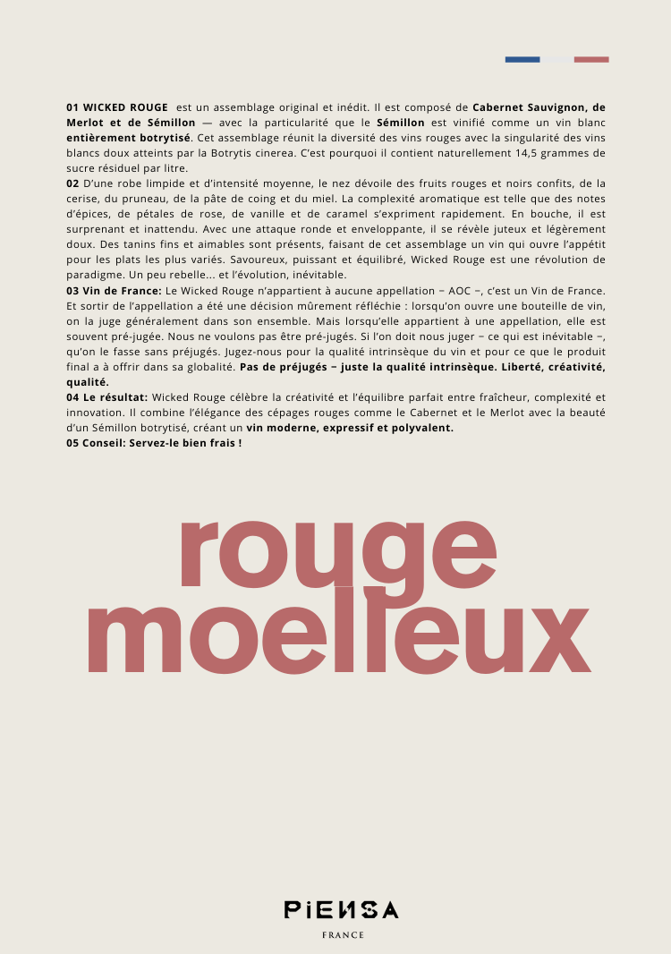 PIENSA Wicked Rouge ~ Vin de France - Non millésimé / Carton de 6 bouteilles